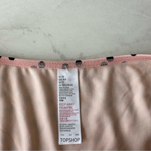 Topshop Polkadot Low Rise Bikini Bottom Pink and Black Size 12 Large - Picture 3 of 6